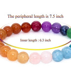 8mm Natural Gemstone Stretch Bracelet, Handmade Unisex Crystal Bracelets for Meditation, Yoga, Spiritual Healing & Positive Energy - color: 7 Chakra