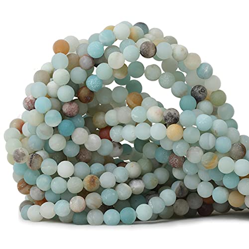 60PCS 6mm Natural Colorful Frosted Amazonite Gemstone Round Loose Beads Stone Beads for Jewelry Making DIY 1 Strand 15" - color: Colorful Frosted Amazonite, size: 6mm