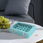 Velvet Jewelry Box 24 Grid Jewelry Earrings Display Organiser Box Ring Tray Holder Earrings Storage Case for Girls Women Wife Mom (Light blue) - color: Light blue