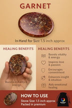Garnet Worry Stone – Natural Polished Thumb Palm Stone for Energy, Passion & Grounding – Pocket Crystal for Focus & Inner Strength - color: Garnet