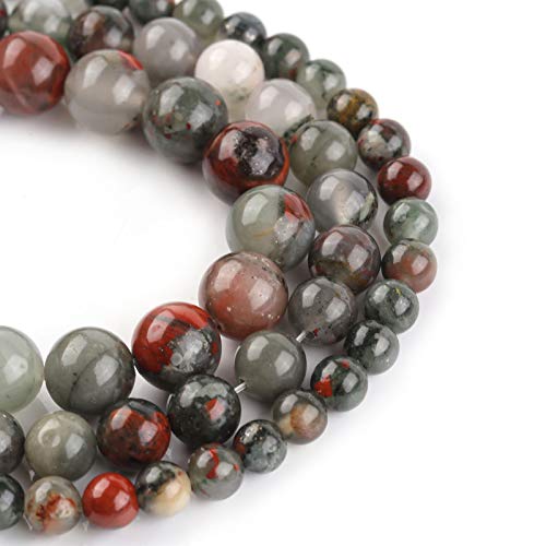 Natural Gemstone Beads 6mm African Bloodstone Polished Round Smooth Stone Beads for Jewelry Making Adults DIY Bracelet 15 Inch(African Bloodstone,6mm) - color: African Bloodstone, size: 6mm