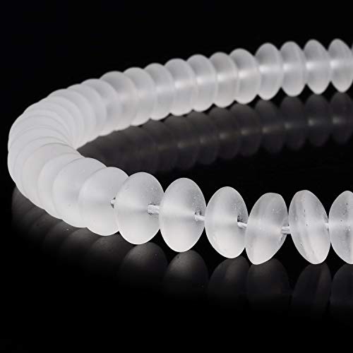 RUBYCA Natural AAA Grade Quartz Crystal Frosted Rondelle Beads for Jewelry Making (1 Strand, 10mm) - color: Rondelle Frosted, size: 10mm
