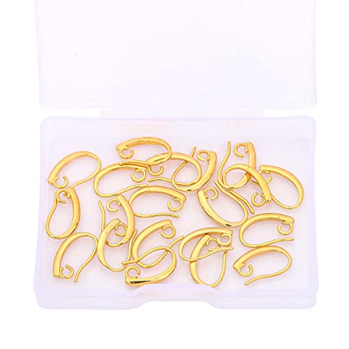 BEADIA 18K Gold Plated Earring Hooks 9x14mm 20pcs for Jewelry Making Findings - size: Hooks 9x14mm