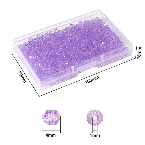 1000pcs Crystal Glass Beads 4mm Bulk Faceted Bicone Spacer Beads for DIY Jewelry Making - color: crystal violet, size: 4mm
