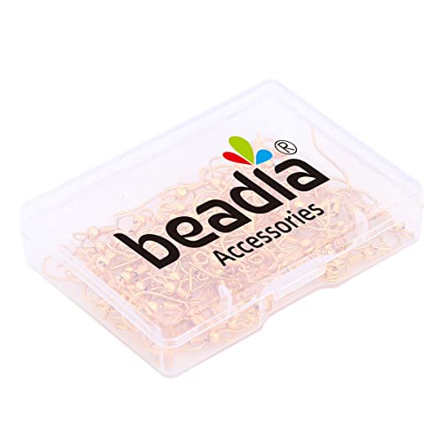 BEADIA 18K Gold Plated Earring Hooks 18x18mm 80pcs with Beads for Jewelry Making Findings - size: Hooks 1# 18x18mm