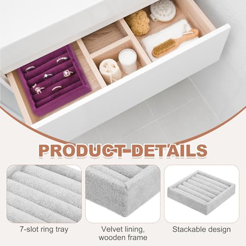 uxcell Stackable Jewelry Storage Tray, Jewelry Tray Drawer Organizer, Small Display Box for Earrings, Necklaces, Rings and Bracelets, Gray - color: Gray