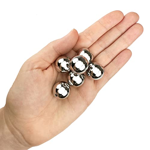 50 Round Silver Acrylic Beads 20mm Diameter with 2.6mm Hole - color: Silver, size: 20mm