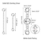 Necklace Extender Magnetic Necklace Clasps and Closures 14K Gold Plated 925 Sterling Silver Extension Magnetic Jewelry Clasps for Bracelet Extenders - color: B-Silver