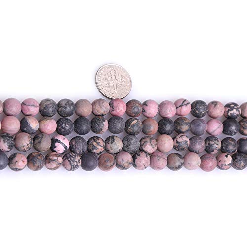 8mm Natural Stone Black Rhodonite Frosted Matte Unpolished Round Beads for Jewelry Making Strand 15 inch - color: Black Rhodonite, size: 8mm