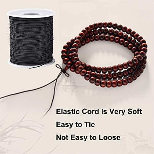 LUSTEMBER Elastic String for Bracelets, 1 mm x 110 Yards Sturdy Stretchy Elastic Cord for Jewelry Making, Necklaces, Beading - Black - size: Black