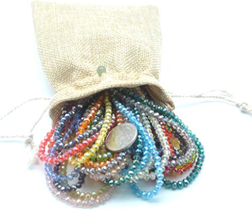 Catotrem Faceted Glass Crystal Beads Strands Briolette Rondelle Crystal Beads Spacer for Jewelry Making 15 Colors 2100pcs 4MM - size: 4mm