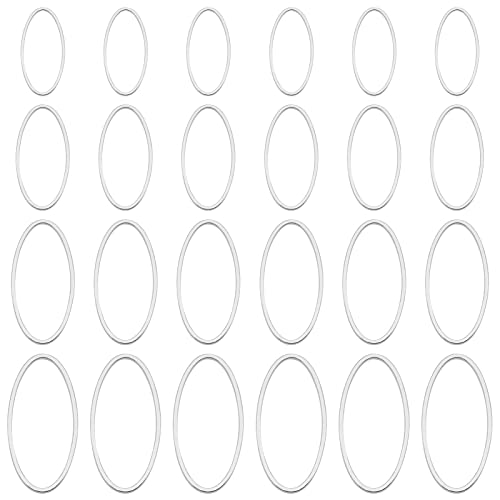 80 Pcs 4 Szie Open Bezel Pendants Hollow Frame Pendant Earrings Hoops Pendant Oval Frame Pendants Connectors Soldered Linking Ring for Earrings Findings DIY Craft Jewelry Making Accessory (Silver) - color: Oval-silver
