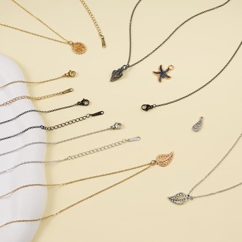 25pcs Stainless Steel Necklace Chains Three Color Cable Jewelry Necklace Bulk Craft Handmade Jewelry Chain with Adjustable Extender - color: Black Cable Chain