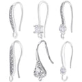 Beebeecraft 1 Box 24Pcs 6 Styles Cubic Zirconia Earring Hooks Sterling Silver Plated Brass French Ear Hooks with Loop for Jewelry Making DIY Earring Crafts - color: 6 Style Earring Hooks Silver