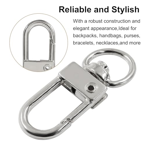 20Pcs Silver Metal Lobster Claw Clasps, Swivel Lanyards Snap Hooks for Jewelry Making, Keychain,Bag Connector - color: silver