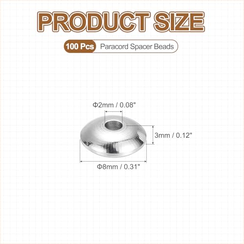 PATIKIL 100Pcs Stainless Steel Saucer Beads 2mm Hole Small Saucer Spacer Beads for DIY Jewelry Making Earrings Bracelets Necklaces Crafts, Silver - size: 2 x 8 x 3mm (L x W x H)