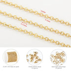 KYUNHOO 16.4 Feet Gold Chain for Jewelry Making Embossed Circle Chains on Spool Gold Plated Stainless Steel Chain Necklace with Lobster Clasps and Jump Rings for DIY Bracelet Earring - color: Oval Gold