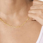 MTMY Beaded Necklaces for Women 14K Gold Plated Dainty Colorful Green/Rose Beaded Pearl Choker Necklace Delicate Boho Choker Necklace Jewelry Gift - style: Star chain
