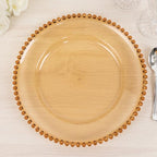 13" Charger Plates - Set of 12 - Amber Round Acrylic Disposable Chargers with Beaded Rim, Ideal for Dinner Party Wedding Bulk Events - color: Amber, size: 13" Charger Plate, 12 Pack