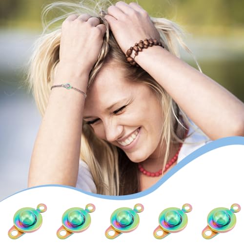UNICRAFTALE 12Pcs Stainless Steel Small Snap Clasps Rainbow Color Round Clasps Ball Socket Snap Clasps Fastener Snap Button Clasps for DIY Necklaces Bracelets Jewelry Making 1.5mm Hole, 15.5mm - color: Rainbow