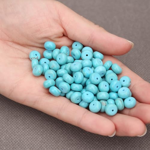 BONNY BOXX Natural 5 * 8mm Blue Turquoise Rondelle Beads, Natural Abacus Disk Stone Beads Loose Spacer Gemstone Beads for DIY Bracelet Necklace Jewelry Making - color: Blue Turquoise, size: 5*8MM