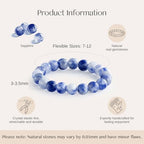NLIEO Natural Gemstone Stretch Beaded Rings for Women Stackable Dainty Elastic Crystal Rings Jewelry - style: Sapphire