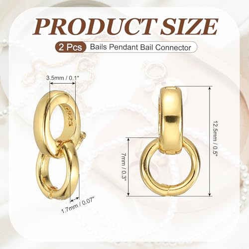PATIKIL 2 Pcs Bails for Jewelry Making, 12.5mm Pendant Bail Connector Double Bail Clasps for Bracelet Necklace Pendants Dangle Charm DIY Craft, Gold