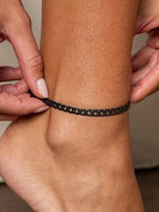 U7 Women Girls Barefoot Jewelry 18K Gold or Rose Gold Stainless Steel Heart/Rope/Figaro/Cuban Chain Anklet Foot Bracelet, 25-30 CM Long - color: Black-5mm-Cuban Chain