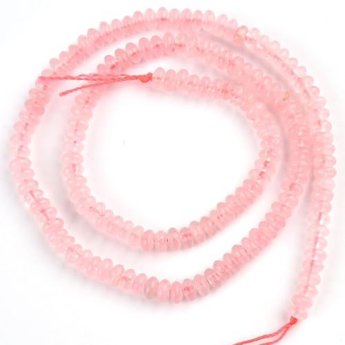 152pcs 4x2mm Natural Rose Quartz Disk Rondelle Spacer Stone Semi Precious Gemstone Loose Beads for Jewelry Making 15 Inch - color: Rose Quartz