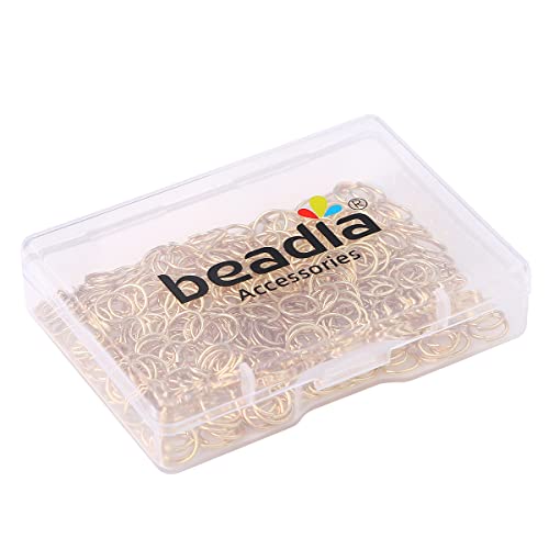 BEADIA 14K Gold Plated Jump Rings Non Tarnish 7mm 300pcs for Jewelry Making Findings - color: 14K Gold, size: 0.7x7mm