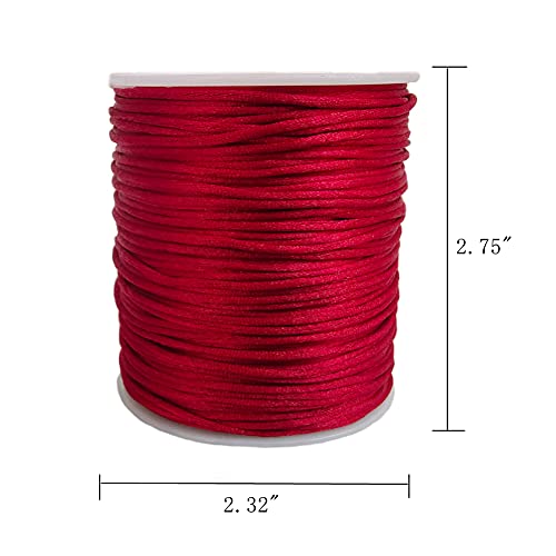 1.5mm Nylon Satin Cord Thread Beading String for Macrame Bracelets Chinese Knotting,Necklaces,Jewelry Making 109 Yards (Maroon) - color: Maroon, size: 1.5mm