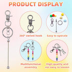 96 Pcs Beadable Keychains Bars bulk - 48 Silver DIY Metal Beaded Keychain Making Kit + 48 Bags Included, Bead Keychain Supplies,Blank Key Chain, Perfect for Women, Men, Mother's Day, Birthday Gift - color: B-silver, size: 48