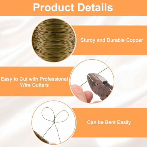 HARFINGTON Wire 328ft Length 26 Gauge Copper Craft Jewelry Wrapping Wire Tarnish Resistant Beading for Jewelry Making Supplies Crafting, Ancient Blue - color: Ancient Blue