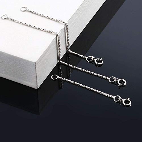 3 Pcs 925 Sterling Silver Box Chain Necklace Extenders | Durable Strong Removable Necklace Bracelet Anklet Extension Jewelry Making Chains (2 3 4 Inch, 0.8/1mm) - style: 1mm