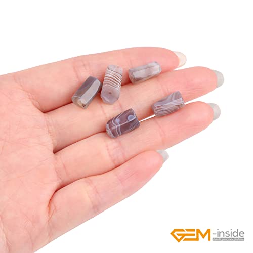 GEM-Inside 28Pcs 8x12mm Natural Gray Onyx Botswana Agate Stone Gemstone Faceted Freeform Tube Column Chakra Beads for Jewelry Making Full 15" Strand Power Energy - color: Gray Onyx Botswana