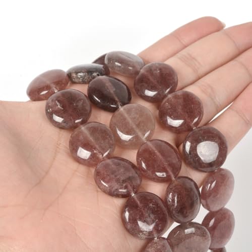 Natural Strawberry Quartz 20mm Coin Disc Loose Beads 16 Inch for DIY Jewelry Making Beads - color: Strawberry Quartz