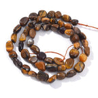 6-8mm Natural Yellow Tiger Eye Nuggets Oval Free Tumbled Pebble Semi Precious Gemstone Loose Stone Beads Approx 15.5 inch for DIY Jewelry Making - color: Yellow Tiger Eye