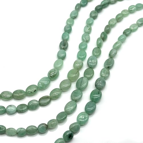 Stone2wear Natural Emerald Beads Smooth Oval 5x4mm-10x8mm | Genuine Green Gemstone 13" Strand | May Birthstone Jewelry Making Supplies DIY Necklace Bracelet
