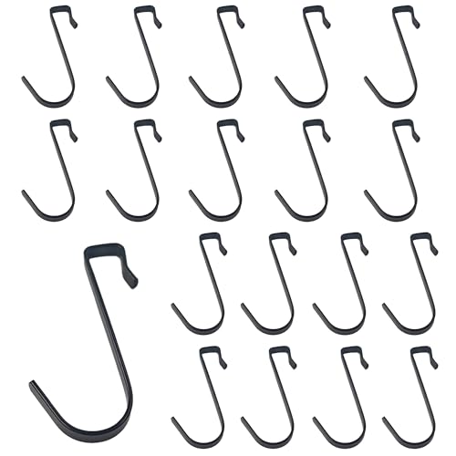 20Pcs J Shaped Stainless Steel Hanger Hook,Clip-on Wire Rack Hook, Hanging Sink Grid Hooks Wire Shelf Hooks for Kitchen Bedroom Office,Black - color: Black, size: 0.34"