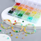 DUQGUHO 8mm Red Yellow and Green Beads for Bracelets Glass Beads for Jewelry Making 24 Colors Round Beads Bulk 520PCS - color: 11-Red Yellow Green