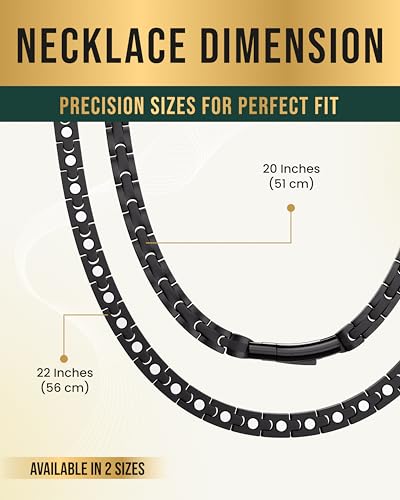 MagnetRX Titanium Magnetic Necklace – Ultra Strength Magnetic Necklaces for Men & Women – Effective Titanium Necklace with 62 Magnets (Black, 22 Inches) - color: Black, size: 22 Inch (Pack of 1)