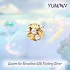 925 Sterling Silver Charms for Bracelets Gold Love and Heart Charms Cherry Blossom Dangle Beads Jewelry for Women - color: Gold Pearl Charm