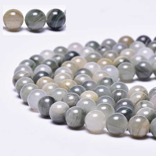 6mm Natural Green Grass Gemstone Beads for Jewelry Making Round Smooth Jade Stone Beads 15"/Strand (Green Grass Jade, 6mm) - color: Gray Green Grass Jade, size: 6mm