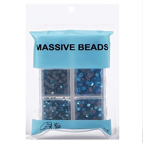 4000pcs Mixed Size Hot Fix Round Crystals Gems Glass Stones Hotfix Flat Back Rhinestones (Aquamarine) - color: Aquamarine, size: 4000 Count (Pack of 1)