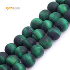 GEM-Inside 10mm Natural Stone Green Tiger Eye Frosted Matte Unpolished Round Beads for Jewelry Making Strand 15 inch - color: Green Tiger Eye, size: 10mm