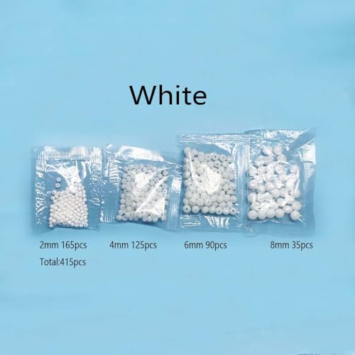 415pcs Rondelle Crystal Glass Beads 2mm 4mm 6mm 8mm Mixed Sizes, Faceted Briolette Spacer Czech Seed Loose Beads for DIY Jewelry Making (White) - color: White