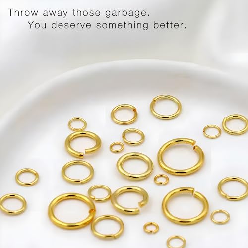 300PCs 18k Gold Plated Jump Rings for Jewelry Making, 4mm 5mm 6mm 7mm Earring Bracelet Necklace Finding & Supplies (18K Gold Plated) - color: 18K Gold