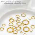 300PCs 18k Gold Plated Jump Rings for Jewelry Making, 4mm 5mm 6mm 7mm Earring Bracelet Necklace Finding & Supplies (18K Gold Plated) - color: 18K Gold