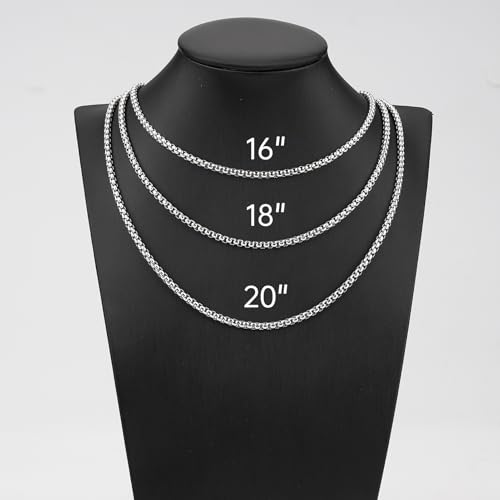 YOUBEIYEE 10 Pack Square Rolo Necklace for Women and Men Stainless Steel Jewelry Making Chain Necklaces Set (18inch) - color: Steel 18"