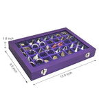 Siveit Jewelry Tray Organizer Box 48 Grid Jewelry Display Organizer Box with Transparent Lid Rings Earrings Necklaces Pendants Display Box Suitable for Women and Girls (48 Grid, Purple) - color: Purple